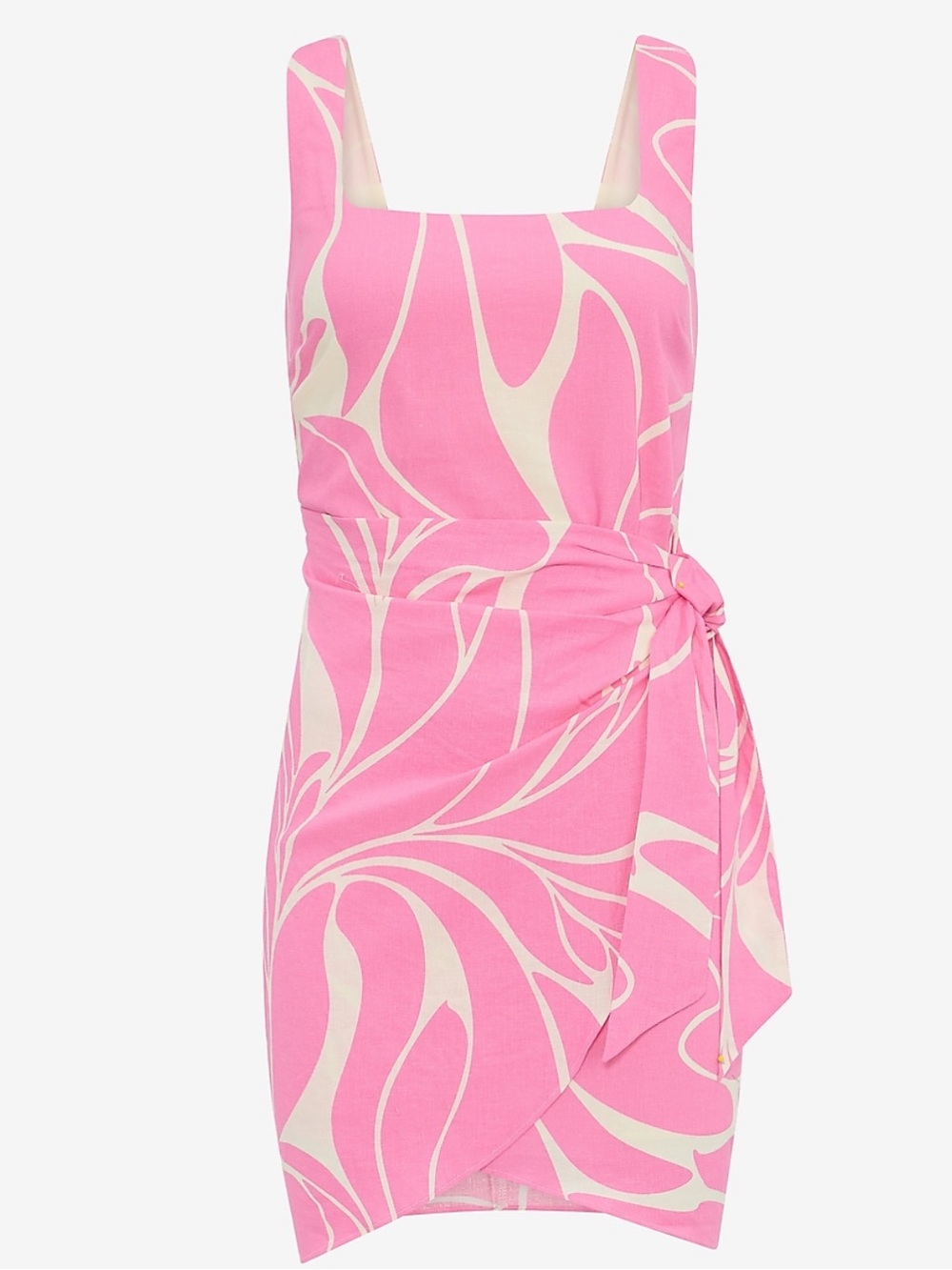 Express Linen Blend Wrap Mini Sheath Dress